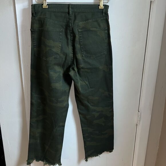 Zara Camouflage Straight Leg Jeans with Red Stripe - Picture 6 of 11